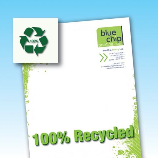 A4 Letterheads on 100 Recycled Paper Blue Chip Printing